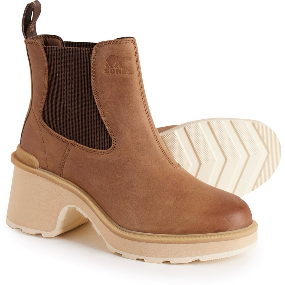 NWT Sorel Hi-Line Heel Leather Chelsea Boots